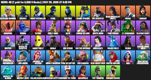[PC/XBOX] | 48 skins | Blizzard Bomber | Trilogy | Point Patroller | Fixer | Sultura | Cloud Striker | The Scientist | Gear Specialist Maya | Midas | Full Access