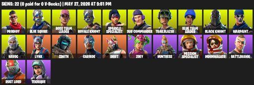 [PC] | 22 skins | 1250 V-bucks | Take The L | Floss | OG STW | Black Knight | Sparkle Specialist | Royale Knight | Blue Squire | Prodigy | Full Access