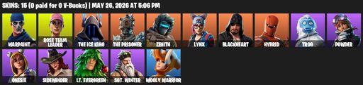 [PC/PSN/XBOX] | 15 skins | 1250 V-bucks | OG STW | Warpaint | Rose Team Leader | The Ice King | The Prisoner | Zenith | Lynx | Blackheart | Hybrid | Full Access