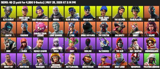 [PC/XBOX] | 40 skins | 1850 V-bucks | Take The L | OG STW | The Reaper | Elite Agent | Omega | Rose Team Leader | Sub Commander | Havoc | Blue Striker | Full Access