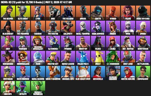 [PC/XBOX] | 53 skins | Take The L | The Reaper | Elite Agent | Omega | Lynx | Dire | The Ice King | Zenith | Hybrid | Valor | Dark Voyager | Full Access