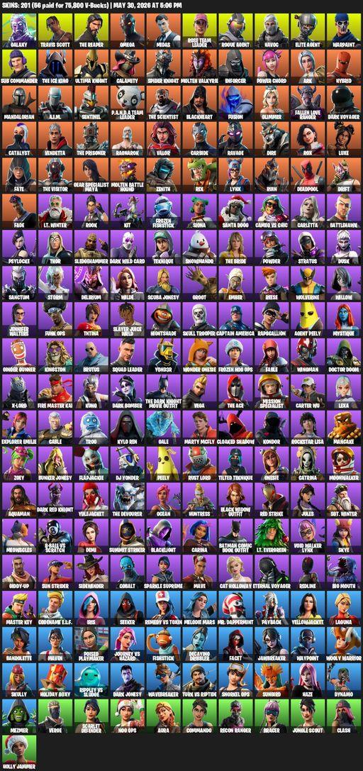 [PC/PSN/XBOX] | 201 skins | Take The L | OG STW | Travis Scott | Galaxy | The Reaper | Elite Agent | Omega | Midas | Rose Team Leader | Rogue Agent | Full Access
