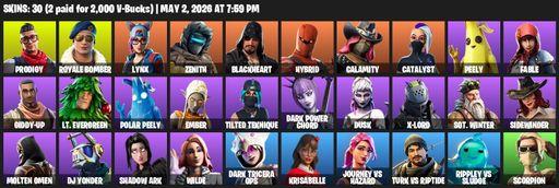 [PC/PSN/XBOX] | 30 skins | Prodigy | Royale Bomber | Lynx | Zenith | Blackheart | Hybrid | Calamity | Catalyst | Peely | Fable | Giddy-up | Full Access
