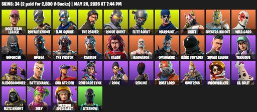 [PC/PSN/XBOX] | 34 skins | Take The L | OG STW | Royale Knight | The Reaper | Elite Agent | Blue Squire | Omega | Rose Team Leader | Rogue Agent | Full Access