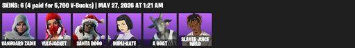 [PC/PSN/XBOX] | 6 skins | Vanguard Zadie | Yulejacket | Santa Dogg | Dupli-Kate | A Goat | Slayer Juice WRLD | Flux Silvera | Mercurial | Full Access