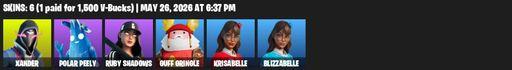 [PC/PSN/XBOX] | 6 skins | Xander | Polar Peely | Ruby Shadows | Guff Gringle | Krisabelle | Blizzabelle | Sulfuric Street Shine | Full Access