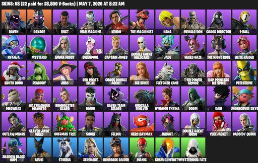 [PC/PSN] | 58 skins | Renegade Raider | Raven | Ravage | Rust | War Machine | Kendo | The Machinist | Hana | Megalo Don | Chaos Director | 1-Ball | Full Access