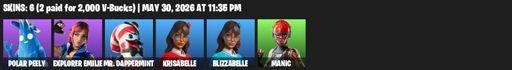 [PC/PSN/XBOX] | 6 skins | 600 V-bucks | Polar Peely | Explorer Emilie | Mr. Dappermint | Krisabelle | Blizzabelle | Manic | Groot's Sap Axes | Full Access