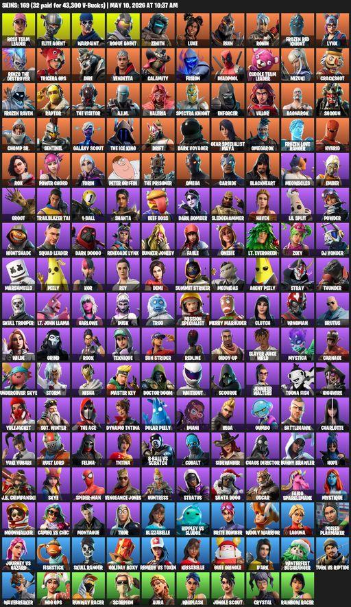 [PC/PSN/XBOX] | 169 skins | 2050 V-bucks | Take The L | OG STW | Elite Agent | Omega | Rose Team Leader | Warpaint | Rogue Agent | Zenith | Luxe | Full Access