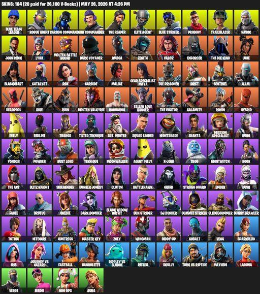 [PC/XBOX] | 104 skins | Take The L | The Reaper | Elite Agent | Omega | Blue Team Leader | Rogue Agent | Carbon Commando | Sub Commander | Full Access