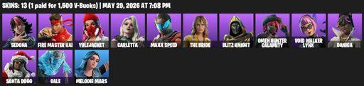 [PC/PSN] | 13 skins | Sedona | FIRE Master Kai | Yulejacket | Carletta | Maxx Speed | The Bride | Blitz Knight | Omen Hunter Calamity | Full Access