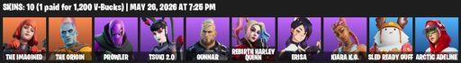 [PC/PSN/XBOX] | 10 skins | The Imagined | The Origin | Prowler | Tsuki 2.0 | Gunnar | Rebirth Harley Quinn | Erisa | Kiara K.O. | Sled Ready Guff | Full Access
