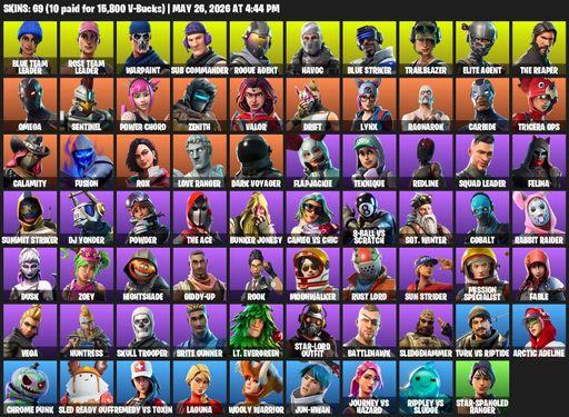 [PC/XBOX] | 69 skins | Take The L | OG STW | The Reaper | Elite Agent | Omega | Reaper Axe | Blue Team Leader | Rose Team Leader | Warpaint | Full Access