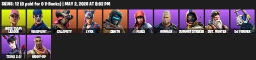 [PC/PSN/XBOX] | 12 skins | OG STW | Rose Team Leader | Warpaint | Calamity | Lynx | Zenith | Fable | Gunnar | Summit Striker | Sgt. Winter | DJ Yonder | Full Access