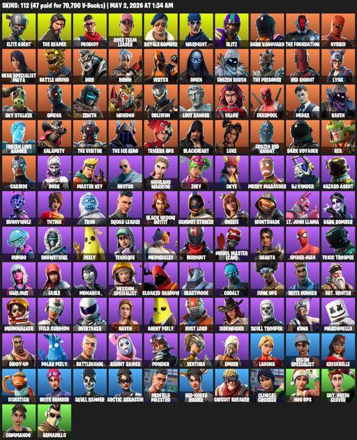 [PC/PSN/XBOX] | 112 skins | Take The L | OG STW | The Reaper | Elite Agent | Omega | Prodigy | Rose Team Leader | Royale Bomber | Warpaint | Blitz | Full Access