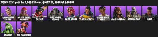 [PC/XBOX] | 12 skins | Ringmaster Scarr | Wastelander Magneto | Tatsuo | T-60 Power Armor | Brite Raider | Trailblazer Tai | Slayer Juice WRLD | Full Access