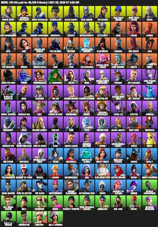 [PC/XBOX] | 134 skins | Merry Mint Axe | Take The L | Floss | OG STW | Black Knight | Sparkle Specialist | Royale Knight | The Reaper | Elite Agent | Full Access