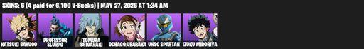 [PC/PSN] | 6 skins | Katsuki Bakugo | Professor Slurpo | Tomura Shigaraki | Ochaco Uraraka | UNSC Spartan | Izuku Midoriya | Sparkling Star | Full Access