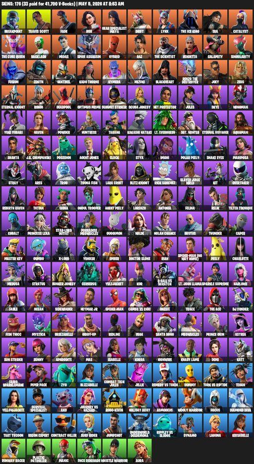 [PC/PSN/XBOX] | 176 skins | Leviathan Axe | Travis Scott | Lara Croft | Breakpoint | Fade | Rox | Gear Specialist Maya | Drift | Lynx | The Ice King | Full Access
