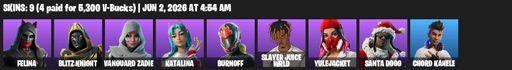 [PC/PSN/XBOX] | 9 skins | Felina | Blitz Knight | Vanguard Zadie | Katalina | Burnoff | Slayer Juice WRLD | Yulejacket | Santa Dogg | Chord Kahele | Full Access