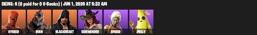 [PC/PSN/XBOX] | 6 skins | Hybrid | Ruin | Blackheart | Sidewinder | Ember | Peely | Swag Smasher | Dragon's Claw | Lockpick | Dread | Snakebite | Full Access