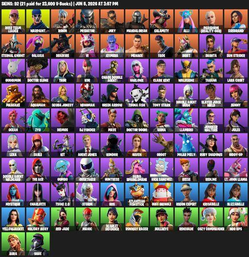 [PC] | 92 skins | OG STW | Lara Croft | Rose Team Leader | Warpaint | Ronin | Predator | Joey | Mandalorian | Calamity | Alli | Paradigm (Reality-659) | Full Access
