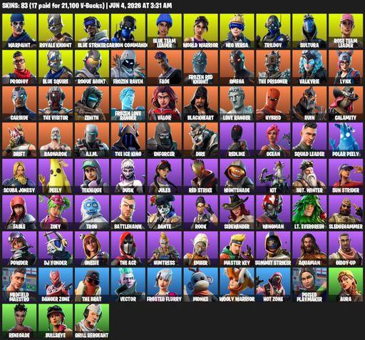 [PC/XBOX] | 83 skins | OG STW | Royale Knight | Blue Squire | Omega | Reaper Axe | Warpaint | Blue Striker | Carbon Commando | Blue Team Leader | Full Access