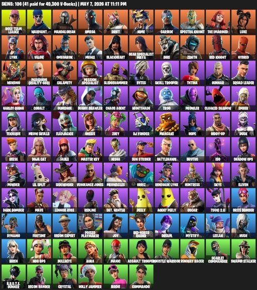 [PC/PSN/XBOX] | 106 skins | 500 V-bucks | OG STW | Omega | Reaper Axe | Rose Team Leader | Warpaint | Mandalorian | Drift | Hime | Carbide | Full Access