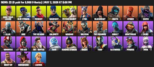 [PC/PSN/XBOX] | 33 skins | 1535 V-bucks | OG STW | Rose Team Leader | Blue Striker | Prodigy | Warpaint | Psycho Bandit | Lynx | Blackheart | Zenith | Full Access