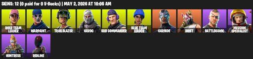 [PC/XBOX] | 12 skins | OG STW | Rose Team Leader | Warpaint | Trailblazer | Havoc | Sub Commander | Blue Team Leader | Carbide | Drift | Battlehawk | Full Access