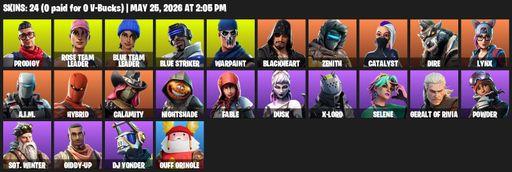 [PC] | 24 skins | 650 V-bucks | OG STW | Mako | Prodigy | Rose Team Leader | Blue Team Leader | Blue Striker | Warpaint | Blackheart | Zenith | Full Access
