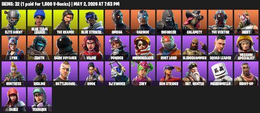 [PC/XBOX] | 32 skins | Take The L | The Reaper | Elite Agent | Omega | Mako | Blue Team Leader | Blue Striker | Carbide | Enforcer | Calamity | Full Access