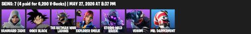 [PC/XBOX] | 7 skins | 800 V-bucks | Vanguard Zadie | Goku Black | The Batman Who Laughs | Explorer Emilie | Storm-Wild Raven | Venom | Mr. Dappermint | Full Access