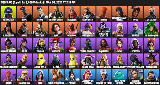 [PC/PSN/XBOX] | 50 skins | Merry Mint Axe | Astro Jack | Fade | Midas | Ultima Knight | Vendetta | The Scientist | Hybrid | Gear Specialist Maya | Full Access