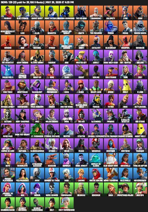 [PC/XBOX] | 135 skins | Merry Mint Axe | Prodigy | Blue Striker | Rogue Agent | Point Patroller | Carbon Commando | The Ice King | Ragnarok | Calamity | Full Access