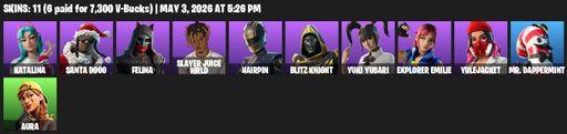 [PC/XBOX] | 11 skins | Katalina | Santa Dogg | Felina | Slayer Juice WRLD | Hairpin | Blitz Knight | Yuki Yubari | Explorer Emilie | Yulejacket | Full Access
