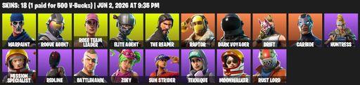 [PC/PSN/XBOX] | 18 skins | Take The L | OG STW | The Reaper | Elite Agent | Warpaint | Rogue Agent | Rose Team Leader | Raptor | Dark Voyager | Drift | Full Access