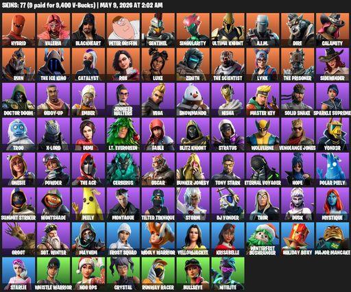 [PC/XBOX] | 77 skins | Hybrid | Valeria | Blackheart | Peter Griffin | Sentinel | Singularity | Ultima Knight | A.I.M. | Dire | Calamity | Ruin | Full Access