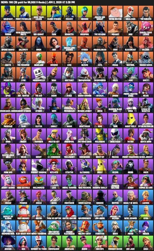 [PC/XBOX] | 160 skins | Merry Mint Axe | Leviathan Axe | OG STW | Wonder | Warpaint | Point Patroller | Rose Team Leader | Cloud Striker | Trilogy | Full Access