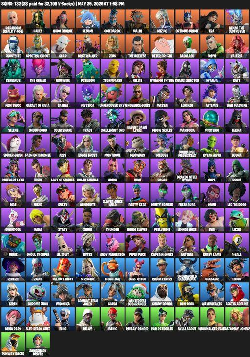[PC/PSN/XBOX] | 132 skins | Reaper Axe | Paradigm (Reality-659) | Hades | Kado Thorne | Nezumi | Omegarok | Malik | Mizuki | Optimus Prime | Era | Full Access