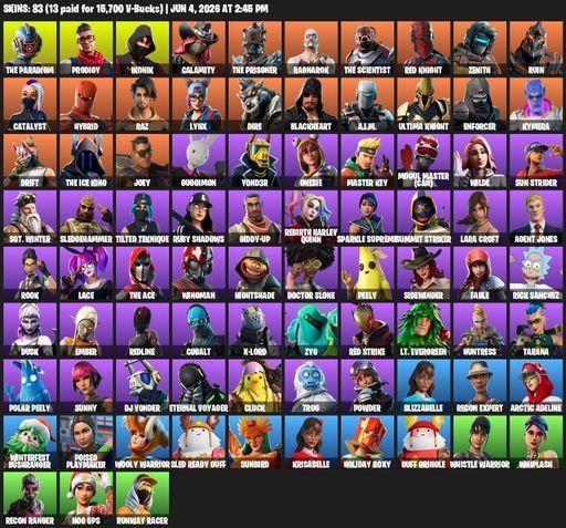 [PC] | 83 skins | IKONIK | Lara Croft | The Paradigm | Prodigy | Calamity | The Prisoner | Ragnarok | The Scientist | Red Knight | Zenith | Ruin | Full Access