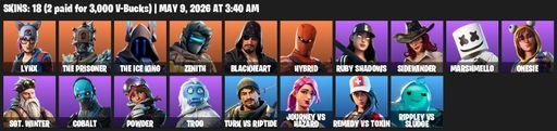 [PC/PSN/XBOX] | 18 skins | Lynx | The Prisoner | The Ice King | Zenith | Blackheart | Hybrid | Ruby Shadows | Sidewinder | Marshmello | Onesie | Full Access