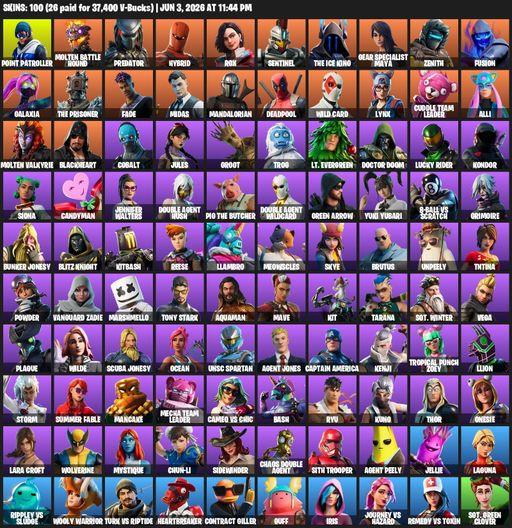 [PC/PSN/XBOX] | 100 skins | Lara Croft | Point Patroller | Molten Battle Hound | Predator | Hybrid | Rox | Sentinel | The Ice King | Full Access