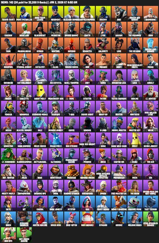 [PC/PSN/XBOX] | 142 skins | Leviathan Axe | OG STW | Travis Scott | Point Patroller | Rose Team Leader | Warpaint | Blizzard Bomber | Royale Bomber | Full Access
