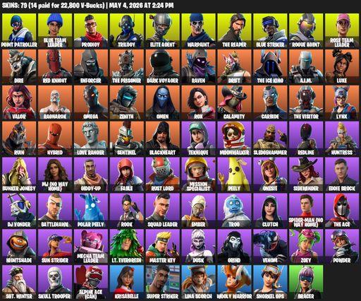 [PC/PSN/XBOX] | 79 skins | Take The L | OG STW | The Reaper | Elite Agent | Omega | Point Patroller | Blue Team Leader | Prodigy | Trilogy | Warpaint | Full Access