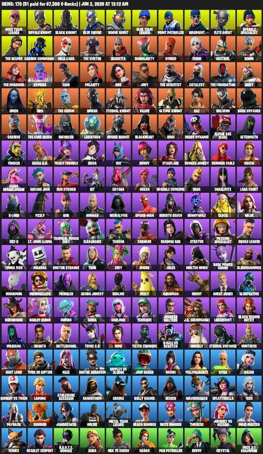 [PC/XBOX] | 170 skins | Take The L | Floss | OG STW | Black Knight | Sparkle Specialist | Royale Knight | The Reaper | Elite Agent | Blue Squire | Full Access