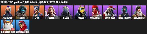 [PC/PSN/XBOX] | 12 skins | Catalyst | Zenith | Lynx | Wilde | X-Lord | Y0ND3R | Yulejacket | Santa Dogg | Tilted Teknique | Sgt. Winter | Full Access