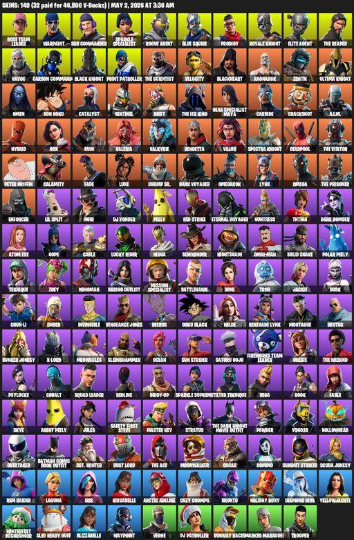 [PC/PSN/XBOX] | 149 skins | 900 V-bucks | Take The L | Floss | OG STW | Black Knight | Sparkle Specialist | Royale Knight | The Reaper | Elite Agent | Full Access