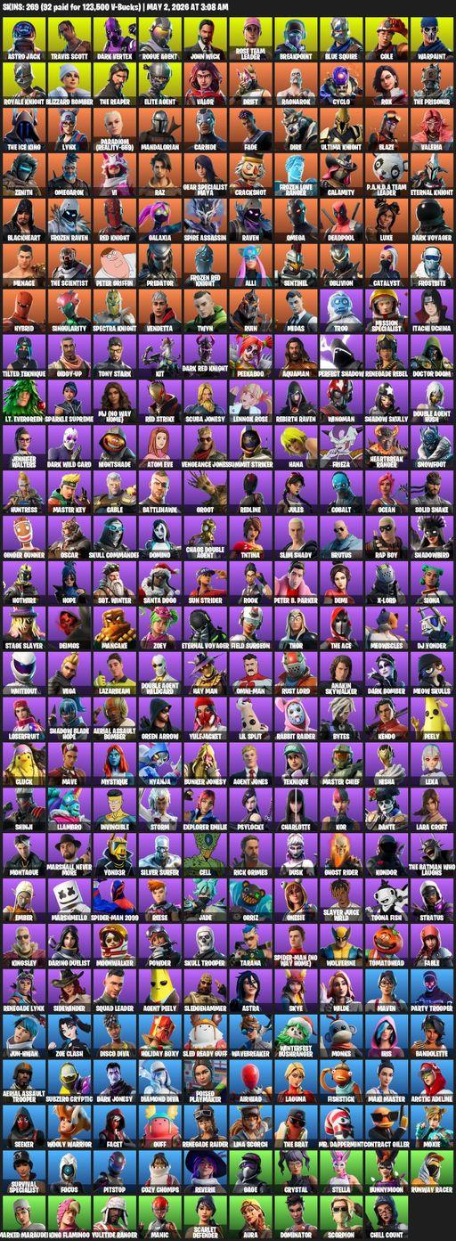 [PC] | 269 skins | Merry Mint Axe | Raider's Revenge | Take The L | OG STW | Renegade Raider | Aerial Assault Trooper | Travis Scott | Royale Knight | Full Access
