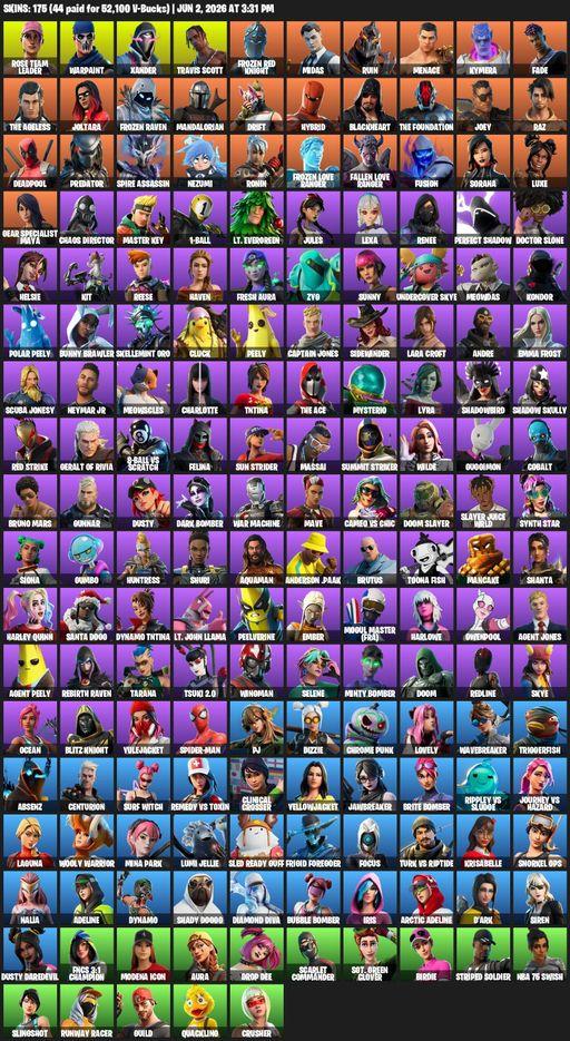[PC/XBOX] | 175 skins | OG STW | Travis Scott | Lara Croft | Rose Team Leader | Warpaint | Xander | Frozen Red Knight | Midas | Ruin | Menace | Kymera | Full Access